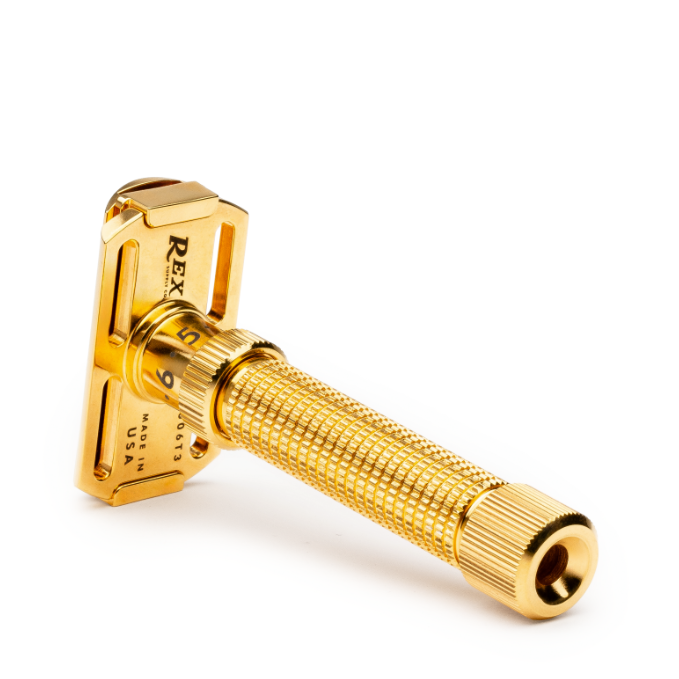 Rex Supply Co. Rex Supply Co. Ambassador DeLuxe Gold Adjustable Stainless Steel DE Razor RSC-101G Razor White Smoke
