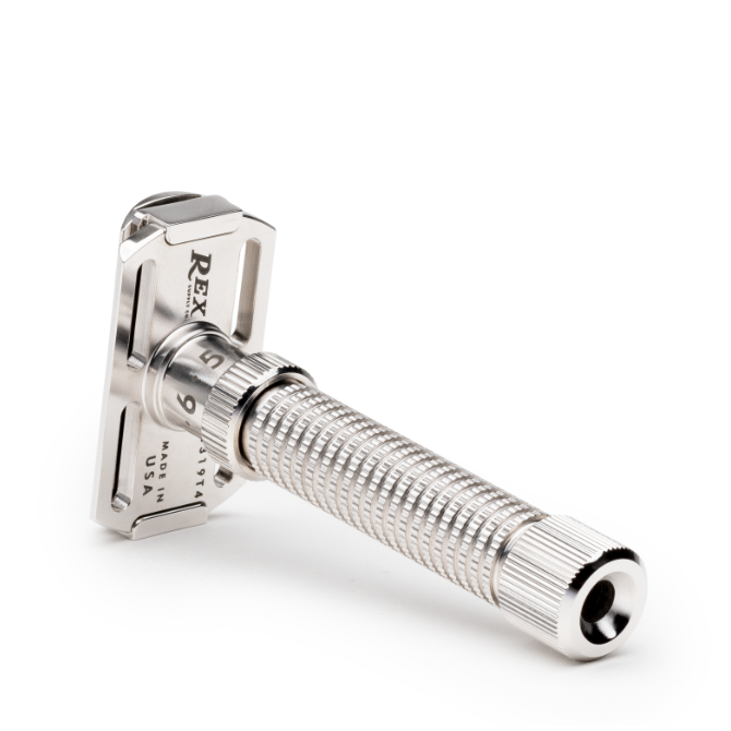 Rex Supply Co. Rex Supply Co. Ambassador DeLuxe Rhodium Adjustable Stainless Steel DE Razor RSC-101R Razor White Smoke