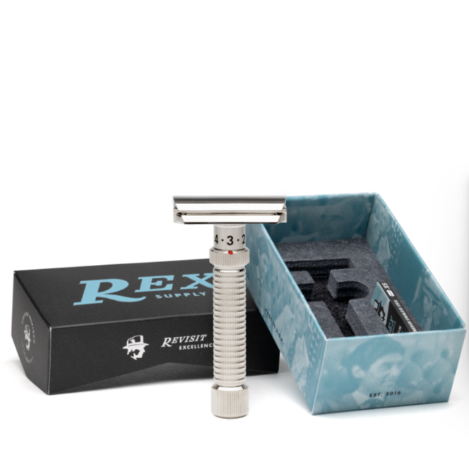 Rex Supply Co. Rex Supply Co. Ambassador Polished Adjustable Stainless Steel DE Razor RSC-101P Razor White Smoke