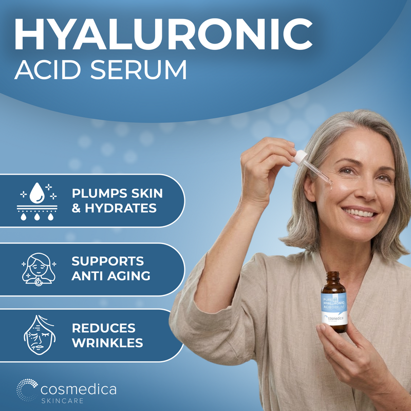 Cosmedica Skincare Hyaluronic Acid +Vitamin B5 Serum Cornflower Blue 1oz,2oz