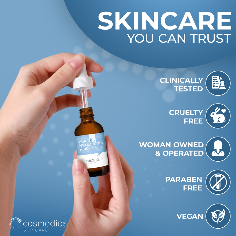 Cosmedica Skincare Hyaluronic Acid +Vitamin B5 Serum Cornflower Blue 1oz,2oz