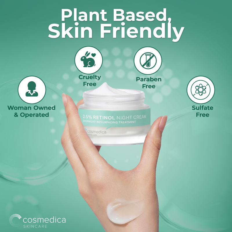 Cosmedica Skincare Cosmedica Skincare Retinol Night Cream – Anti Aging Face Moisturizer with Retinol (Vitamin A) & Hyaluronic Acid – Wrinkle Repair Cream for Acne, Fine Lines & Dark Spots – Night Cream for Face, 1.7 oz Moisturizers Medium Aquamarine