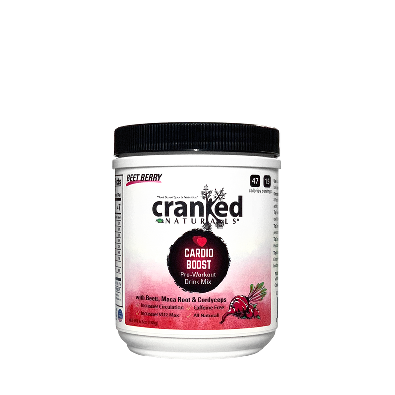Cranked Naturals Plant Based Sports Nutrition Beet-Berry Cardio Boost Pre-Formance Pre Formance White Smoke 12.7oz Can (30 Serv),1.3oz Bag (3 Serv),Single Serving (12g)