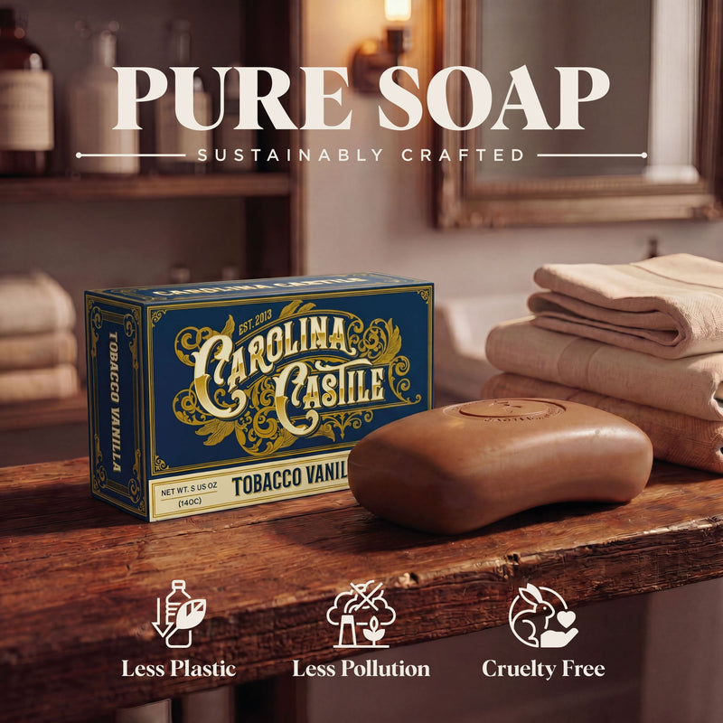 Carolina Castile Soap Castile Bar Soap - Tobacco Vanilla Dark Slate Gray 1 Bar,3 Pack,6 Pack,Case of 48 bars