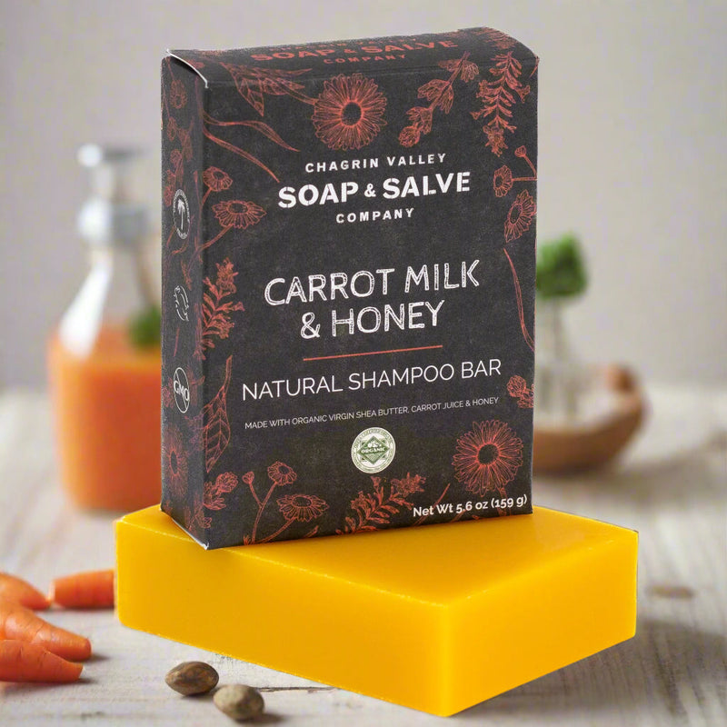 Chagrin Valley Soap & Salve Shampoo Bar: Carrot Milk & Honey Shampoo Bar Gray Full Bar 5.6 oz