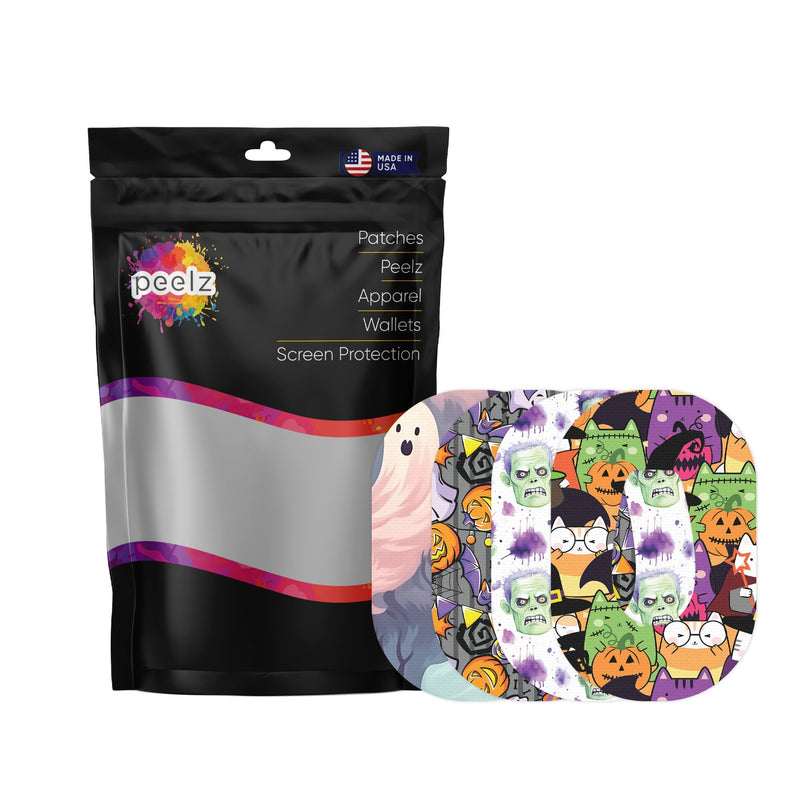 Peelz Cartoon Halloween Variety Dexcom G6 Patch Tape - Pump Peelz Patch Medical Tape White Smoke 12-Pack (Set of 12 Patches),4-Pack (Set of 4 Patches)