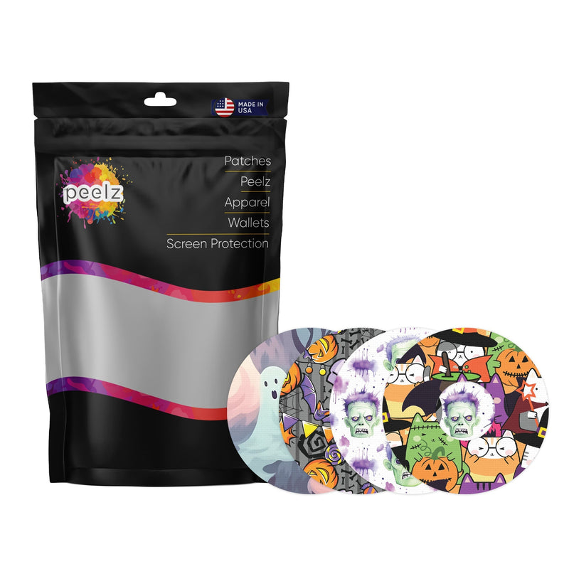 Peelz Cartoon Halloween Variety Patch Tape Designed for the FreeStyle Libre 3 Plus & Lingo Patch Medical Tape White Smoke 12-Pack (Set of 12 Patches),4-Pack (Set of 4 Patches)