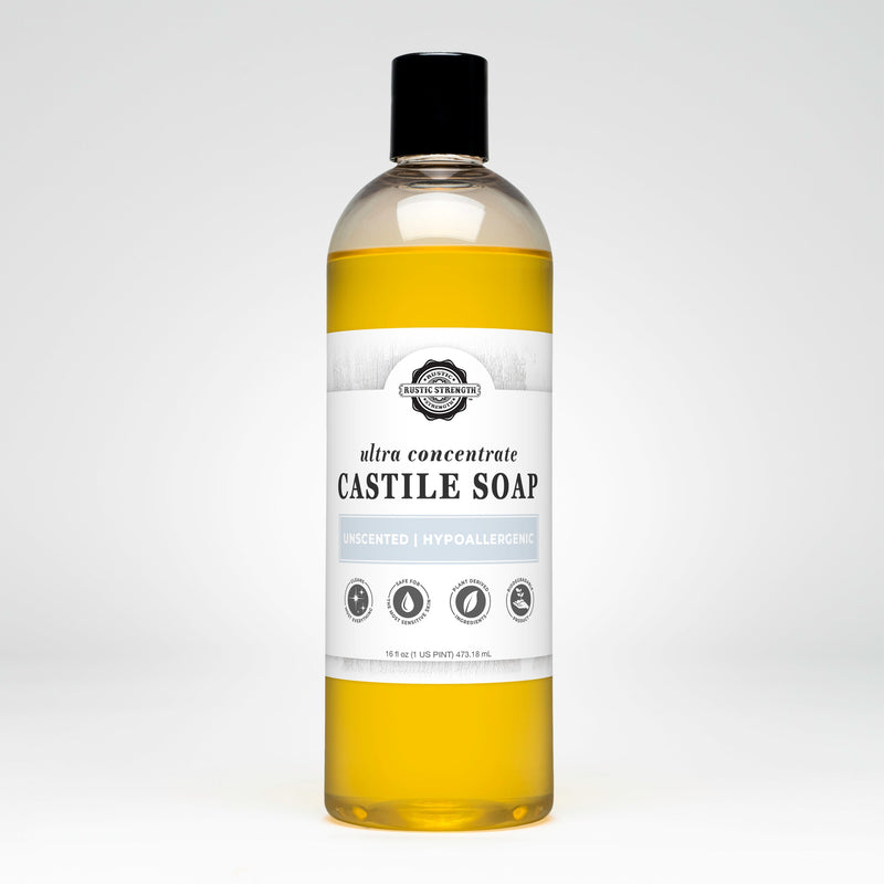 Rustic Strength Castile Soap - Ultra Concentrate | Unscented Multi-Purpose Cleaner Lavender 16 oz Plastic with Flip Top Spout