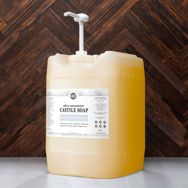 Rustic Strength Castile Soap - Ultra Concentrate | Unscented Multi-Purpose Cleaner Dark Slate Gray 5 Gallon Eco Jug with Pump