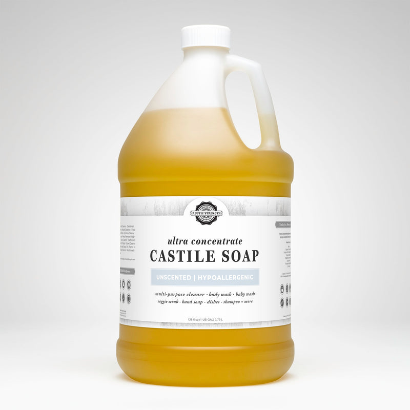 Rustic Strength Castile Soap - Ultra Concentrate | Unscented Multi-Purpose Cleaner Lavender Gallon Plastic