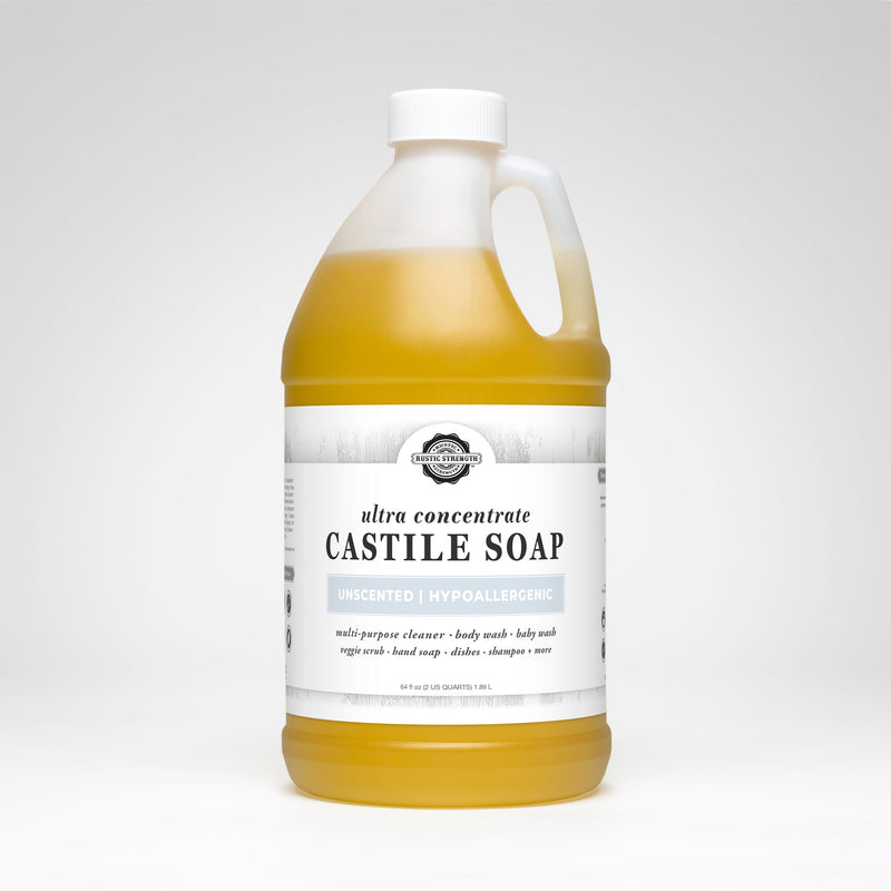 Rustic Strength Castile Soap - Ultra Concentrate | Unscented Multi-Purpose Cleaner Lavender Half Gallon Plastic
