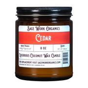 SageWork Organics Cedar Candle Scented Candles White Smoke 8oz