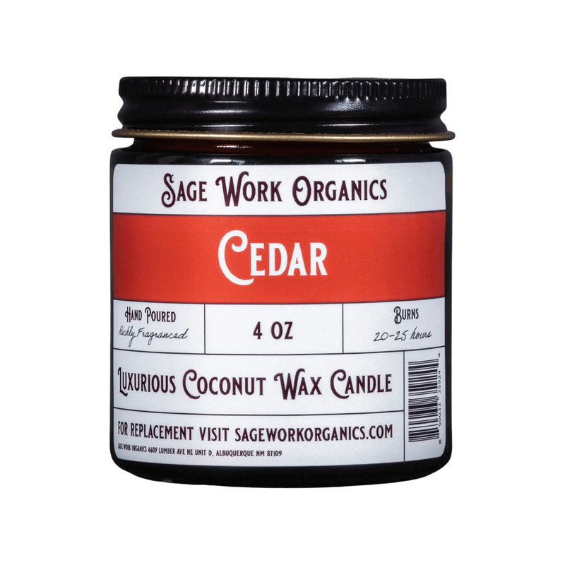 SageWork Organics Cedar Candle Scented Candles White Smoke 4oz