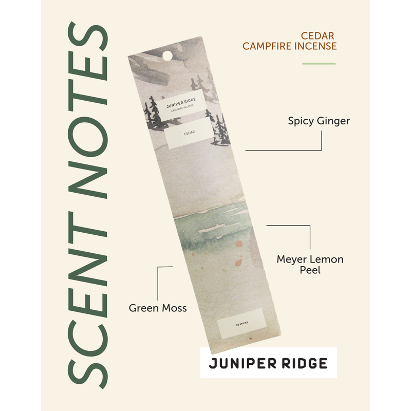 Juniper Ridge Cedar Campfire Incense (20 Sticks) 3-Pack Incense Seashell