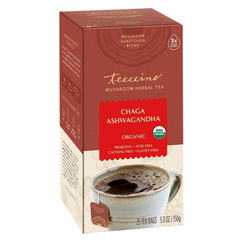 Teeccino Chaga Ashwagandha Butterscotch Cream Mushroom Herbal Tea Herbal Tea Sienna 25 tea bags