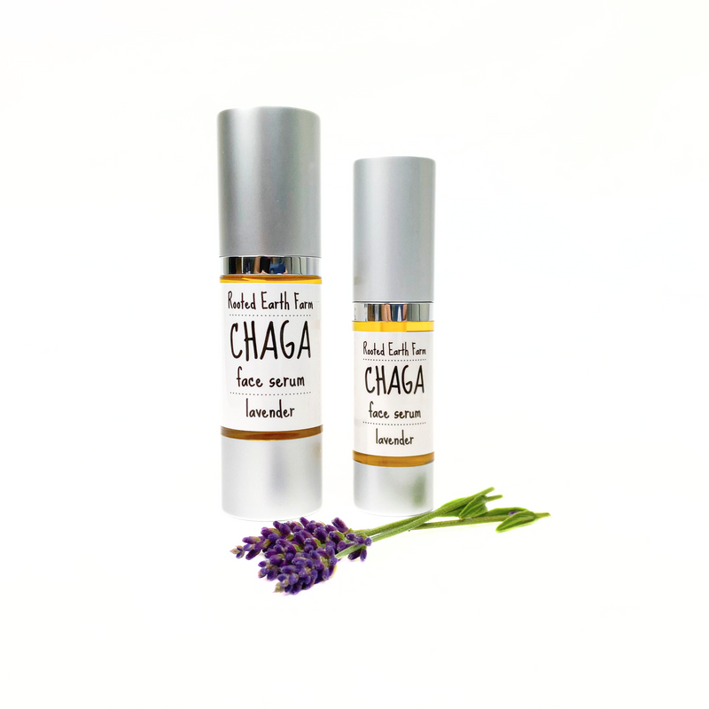 Rooted Earth Farm + Apothecary Chaga Face Serum Skin + Face Serums Light Gray unscented / 0.50 oz,lavender / 0.50 oz,lavender / 1 oz,unscented / 1 oz
