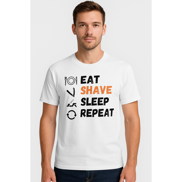 Pasteur Pharmacy Pasteur Eat Shave Sleep Repeat – White Graphic T-Shirt t-shirt Lavender S,M,L,XL