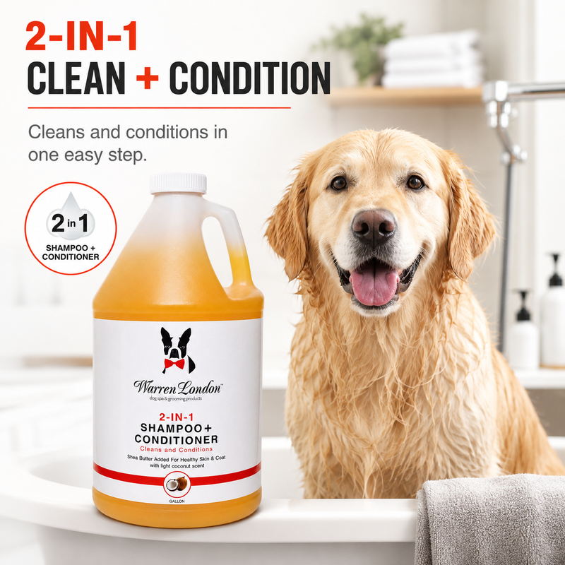 Warren London 2-in-1 Shampoo + Conditioner - Coconut Scented - Professional Size Grooming Size Product White Smoke
