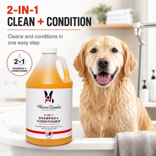 Warren London 2-in-1 Shampoo + Conditioner - Coconut Scented - Professional Size Grooming Size Product White Smoke