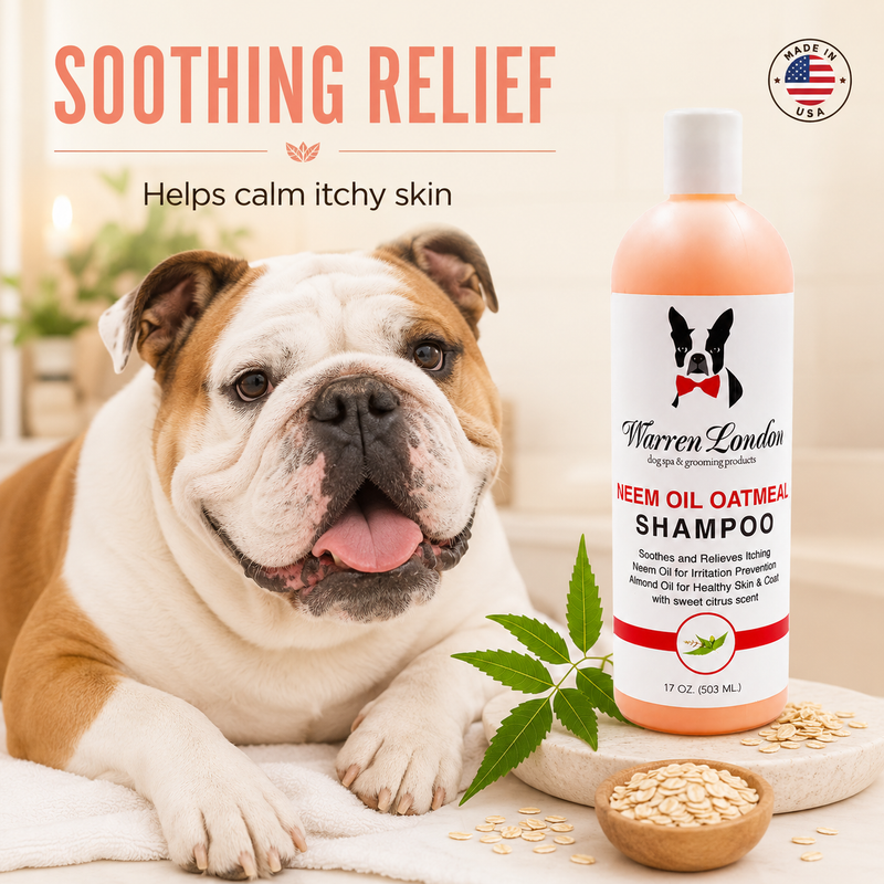 Warren London Neem Oil Oatmeal Shampoo - Soothes & Relieves Itching - Insect Repellant Dog Shampoo Antique White