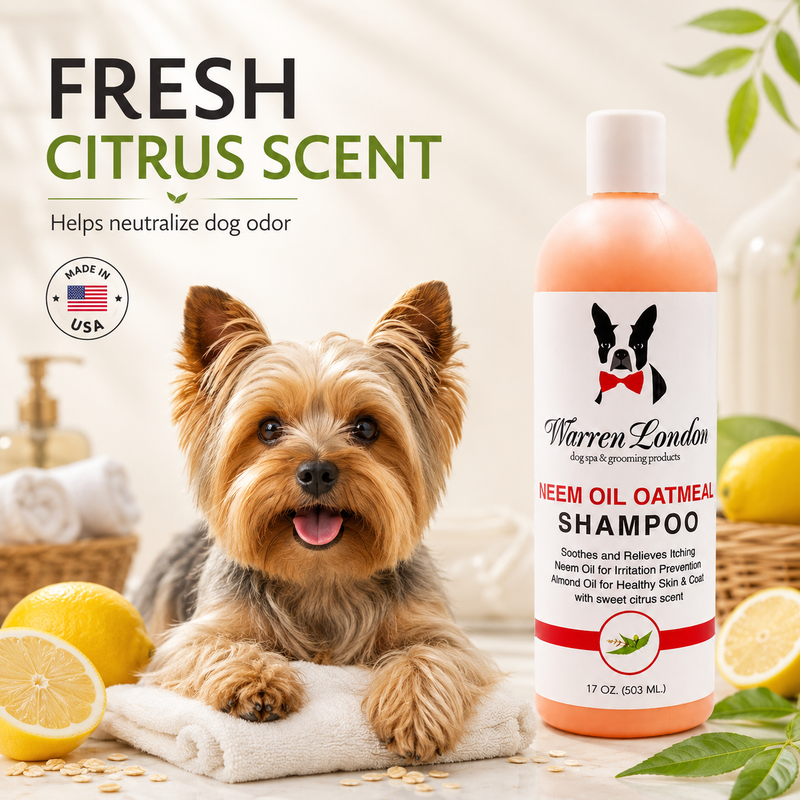 Warren London Neem Oil Oatmeal Shampoo - Soothes & Relieves Itching - Insect Repellant Dog Shampoo Misty Rose