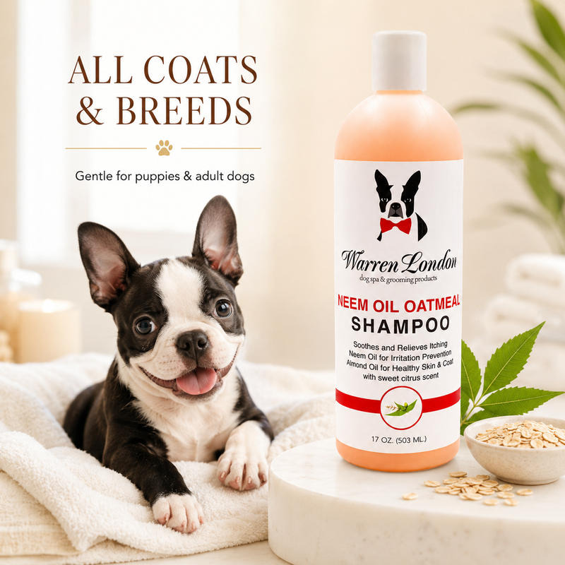 Warren London Neem Oil Oatmeal Shampoo - Soothes & Relieves Itching - Insect Repellant Dog Shampoo White Smoke