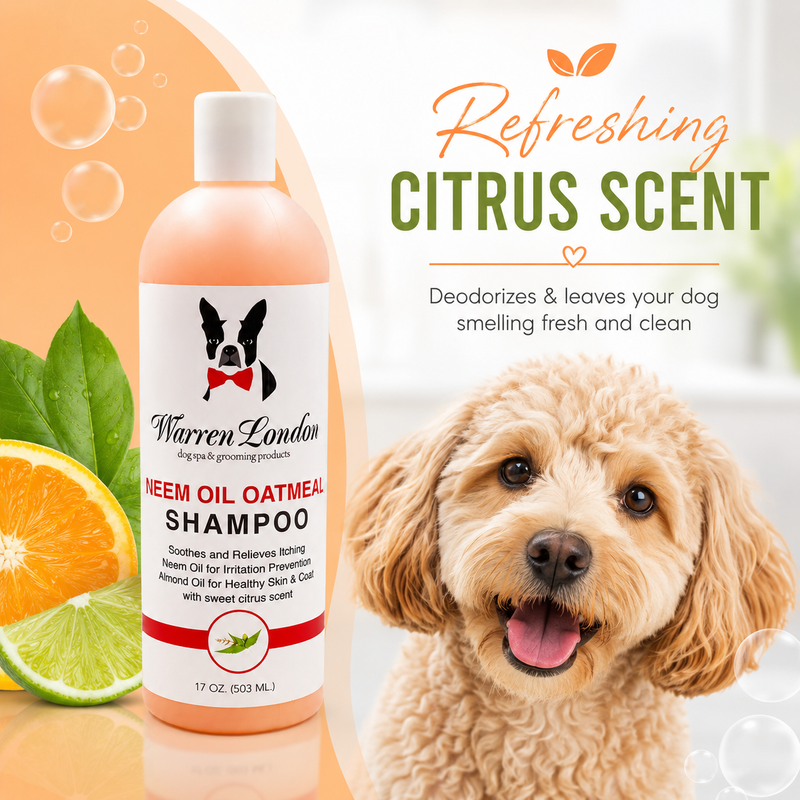 Warren London Neem Oil Oatmeal Shampoo - Soothes & Relieves Itching - Insect Repellant Dog Shampoo White Smoke