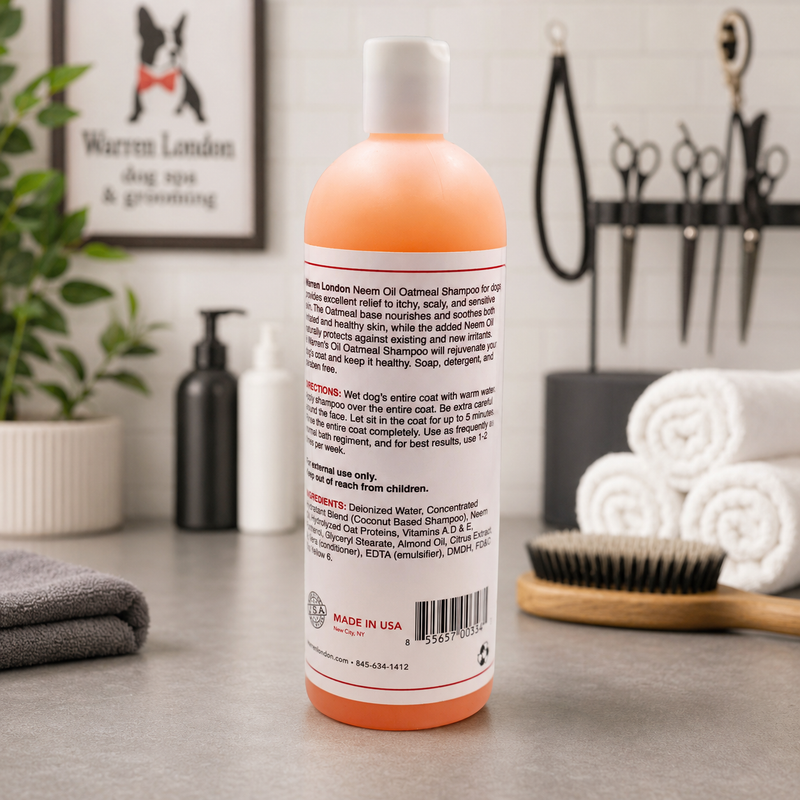 Warren London Neem Oil Oatmeal Shampoo - Soothes & Relieves Itching - Insect Repellant Dog Shampoo Light Gray