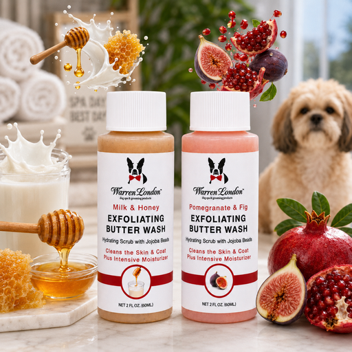 Warren London Warren London Exfoliating Butter Wash Dog Shampoo Samples – 2 oz Spa Product Lavender 2 Pack - Milk & Honey - Pomegranate & FIg,Milk & Honey,Pomegranate & Fig