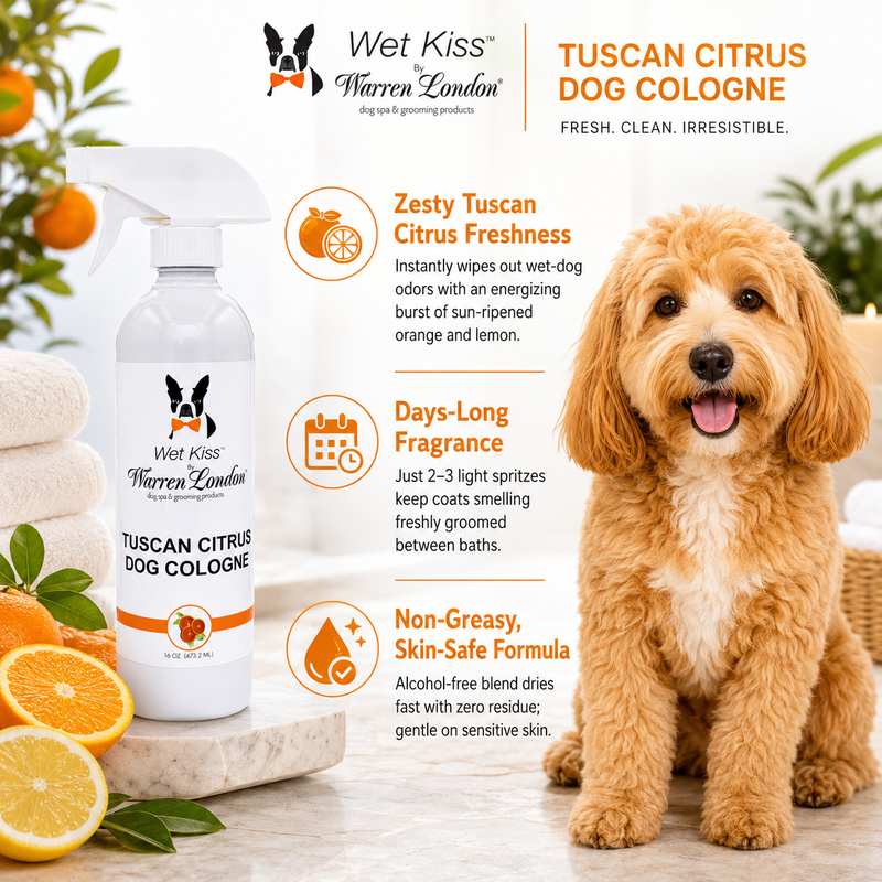 Warren London Wet Kiss Dog Cologne By Warren London - 2 Oz or 16 Oz Spa Product White Smoke Pomegranate & Fig 2oz,Milk & Honey 2oz,Tuscan Citrus 2oz,Papaya & Guava 2oz,Pomegranate & Fig 16oz,Milk & Honey 16oz,Tuscan Citrus 16oz,Papaya & Guava 16oz,All 4 Scents (2 Oz Each),All 4 Scents (16 Oz Each)