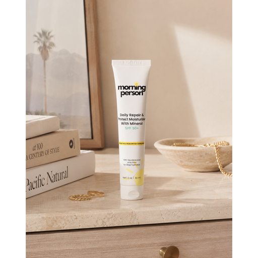 Morning Person Beauty Daily Repair Moisturizer with Mineral SPF 50+ Sunscreen Moisturizer Light Gray