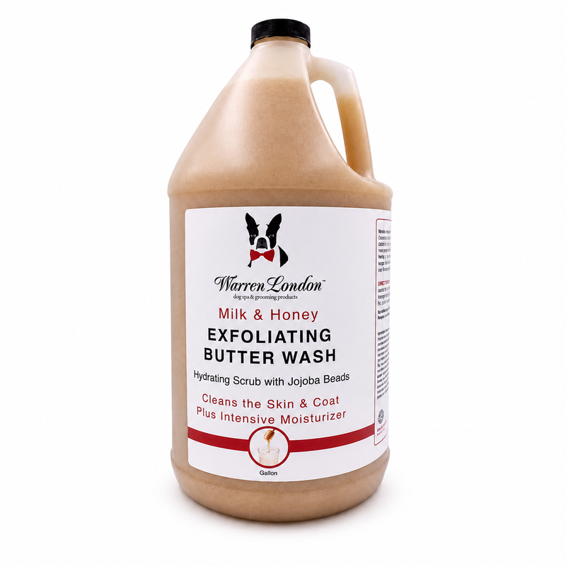 Warren London Exfoliating Butter Wash Dog Shampoo Gallons - With Natural Jojoba Beads Spa Product White Smoke Pomegranate & Fig,Milk & Honey