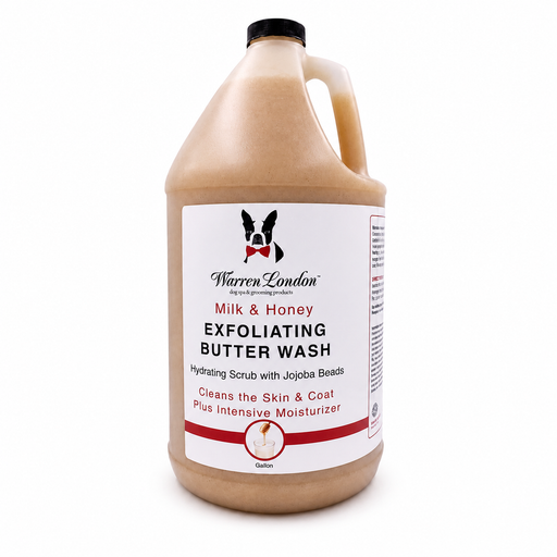 Warren London Exfoliating Butter Wash Dog Shampoo Gallons - With Natural Jojoba Beads Spa Product White Smoke Pomegranate & Fig,Milk & Honey