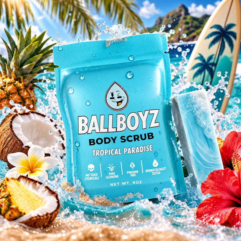 BALLBOYZ Tropical Paradise Body Scrub (Medium Acne) Medium Turquoise