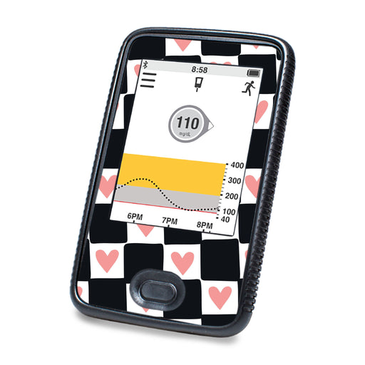 Peelz Checkered Hearts DEXCOM G6 Touchscreen Receiver Peelz/Stickers White Smoke