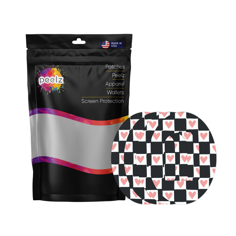 Peelz Checkered Hearts Pod Patch Tape - Pump Peelz Patch Medical Tape White Smoke 12-Pack (Set of 12 Patches),4-Pack (Set of 4 Patches)