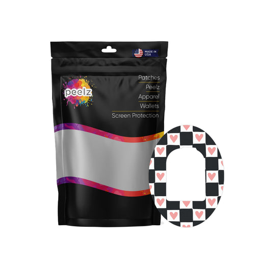 Peelz Checkered Hearts Pod Patch Tape - Pump Peelz Patch Medical Tape White Smoke 12-Pack (Set of 12 Patches),4-Pack (Set of 4 Patches)