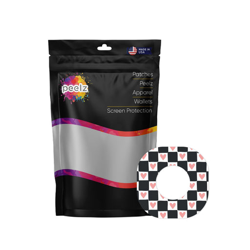 Peelz Checkered Hearts Dexcom G7 and Stelo Patch Tape - Pump Peelz Patch Medical Tape White Smoke 12-Pack (Set of 12 Patches)