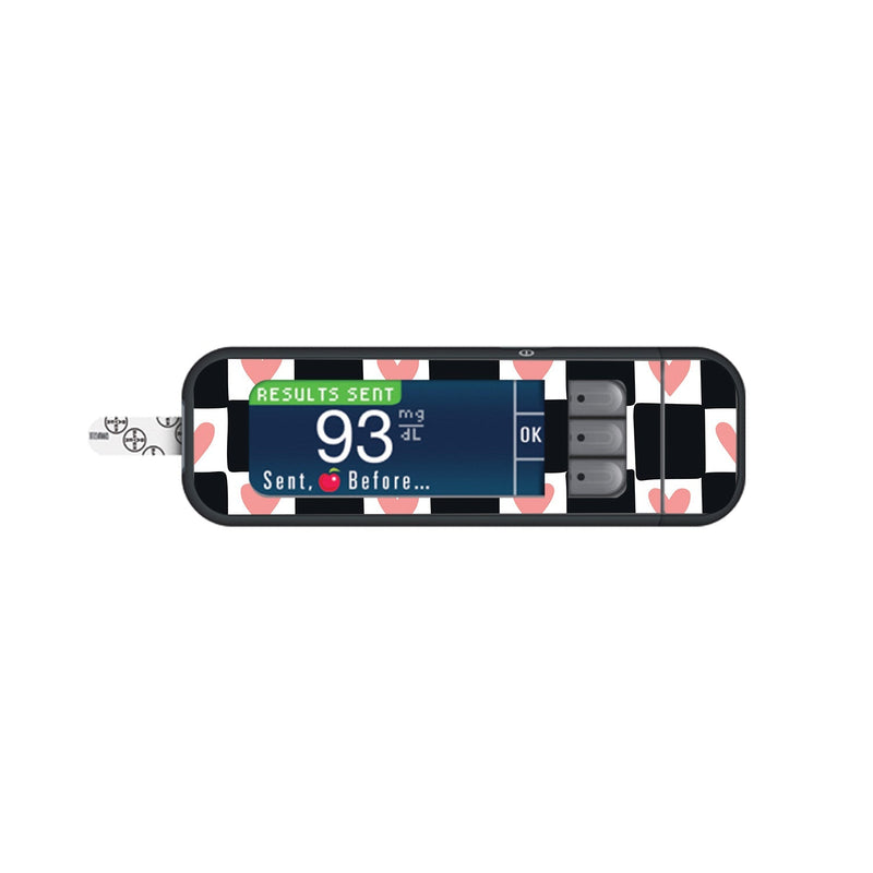Peelz Checkered Hearts Sticker for Bayer Contour Next Glucometer Peelz/Stickers White Smoke