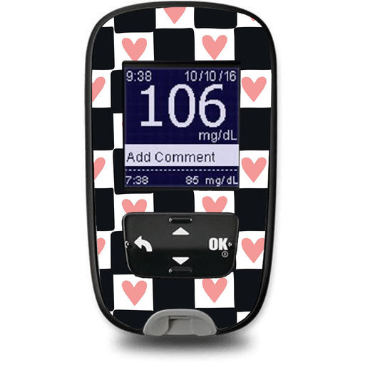 Peelz Checkered Hearts Sticker for the Accu-Chek Guide Glucometer Peelz/Stickers White Smoke