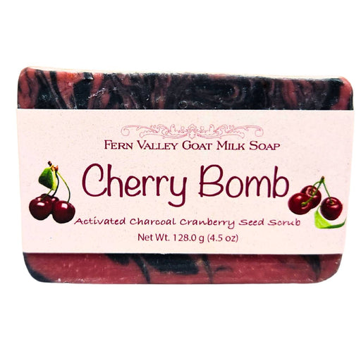 Fern Valley Soap Natural Goat Milk Soap | Charcoal and Cranberry Seed Scrub | Cherry Bomb Goat Milk Soap Misty Rose