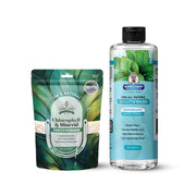 Garner's Garden Natural Mouthwash and Tooth Powder | H2O2 | Antibacterial Fluoride-Free Mouthwash White Smoke 16 oz Reduced Peppermint Mouthwash / 2oz Chlorophyll Tooth Powder