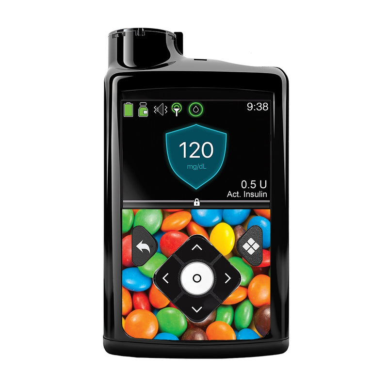 Peelz Chocolate Candies Sticker for Medtronic MiniMed 770G & 780G Peelz/Stickers Black Whole System Peelz (front back + clip),Front Peelz