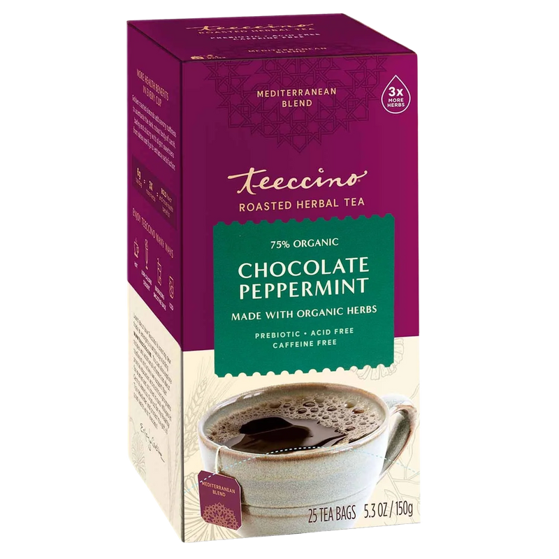 Teeccino Chocolate Peppermint Roasted Herbal Tea Herbal Tea Brown 25 tea bags