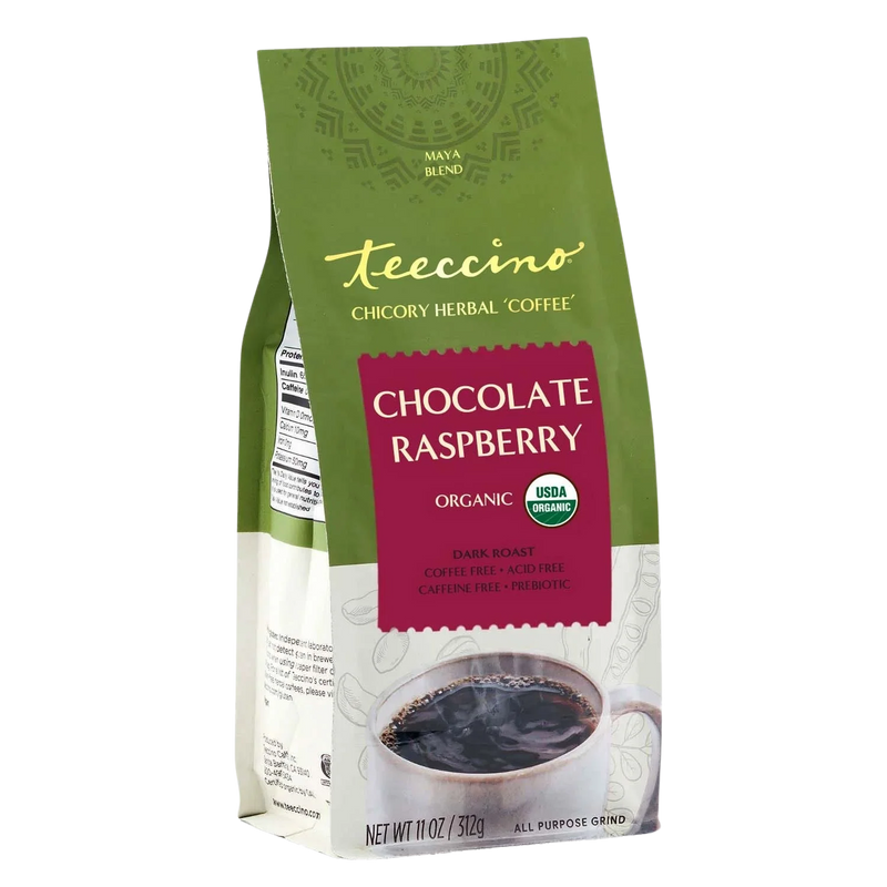 Teeccino Chocolate Raspberry Chicory Herbal Coffee Herbal Coffee Olive Drab 11 ounce ground