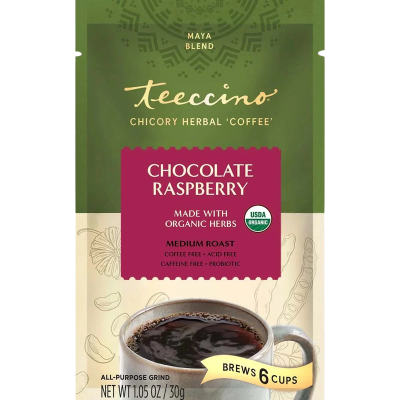 Teeccino Chocolate Raspberry Chicory Herbal Coffee Herbal Coffee Dark Olive Green Trial Size