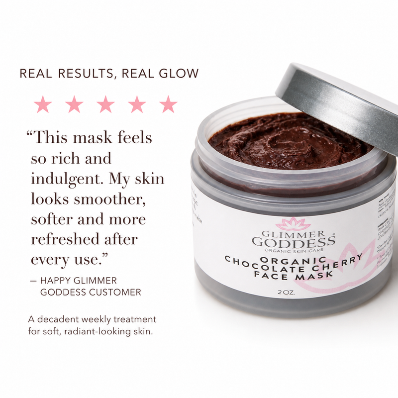 Glimmer Goddess® Organic Skin Care Organic Chocolate Cherry Face Mask – Antioxidant Anti-Aging Treatment Skin Care Masks & Peels White Smoke 2 oz.