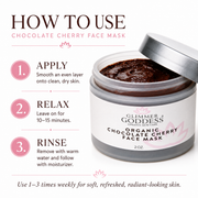 Glimmer Goddess® Organic Skin Care Organic Chocolate Cherry Face Mask – Antioxidant Anti-Aging Treatment Skin Care Masks & Peels White Smoke 2 oz.