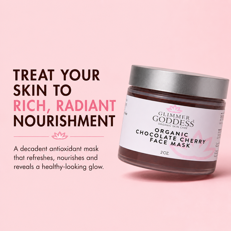 Glimmer Goddess® Organic Skin Care Organic Chocolate Cherry Face Mask – Antioxidant Anti-Aging Treatment Skin Care Masks & Peels Misty Rose 2 oz.