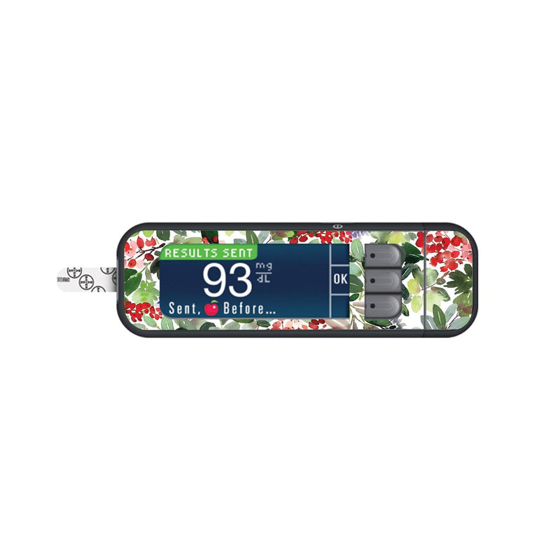 Peelz Christmas Berries Sticker for Bayer Contour Next Glucometer Peelz/Stickers White Smoke